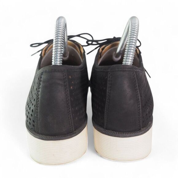 Natural Soul Vivian Faux Nubuck Perforated Lace-up Shoes Black Women's 9.5M - Picture 5 of 11